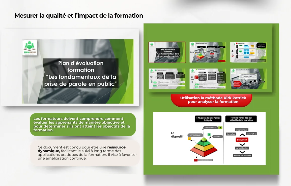 Page de couverture du plan d'évaluation — Studigroup