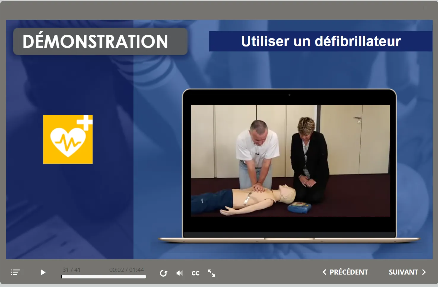 Félicitations — défibrillateur